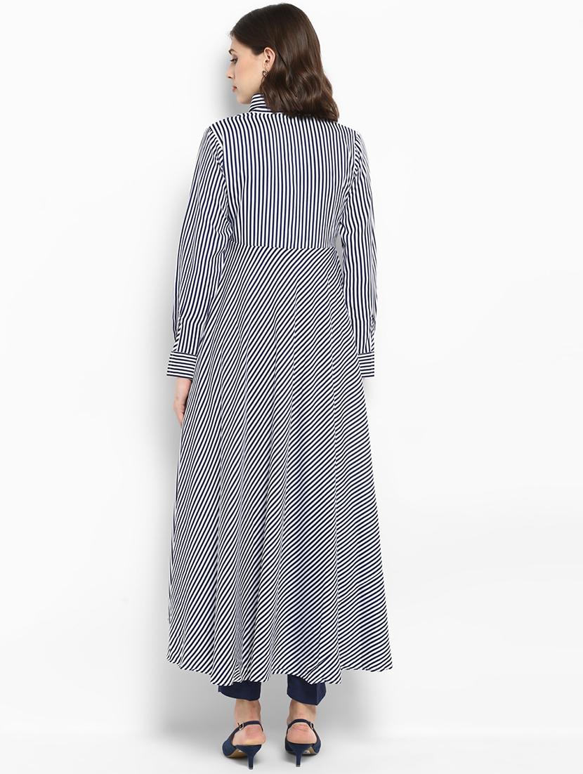 shirt collar striped high low tunic - 17338852 - Zoom Image - 4