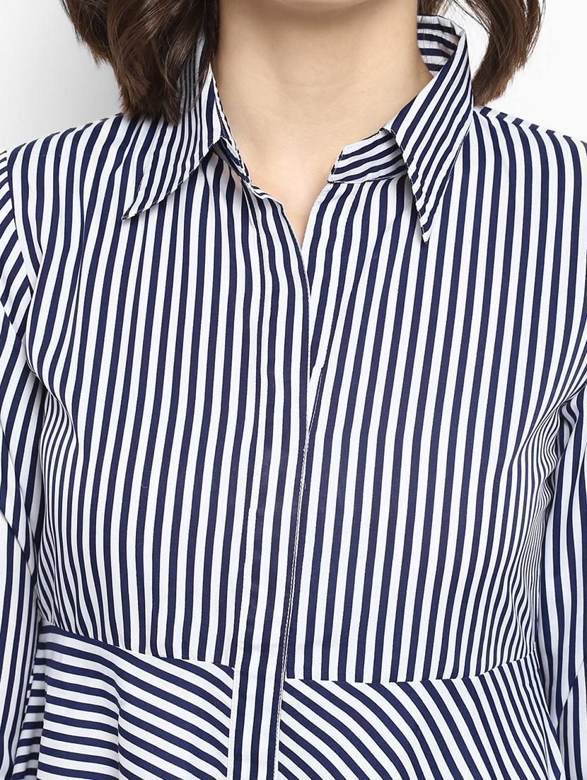 shirt collar striped high low tunic - 17338852 - Zoom Image - 5