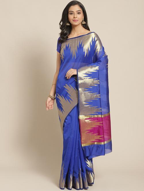 geometrical banarasi saree with blouse - 17338885 - Standard Image - 1
