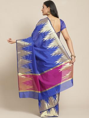 geometrical banarasi saree with blouse - 17338885 - Standard Image - 2