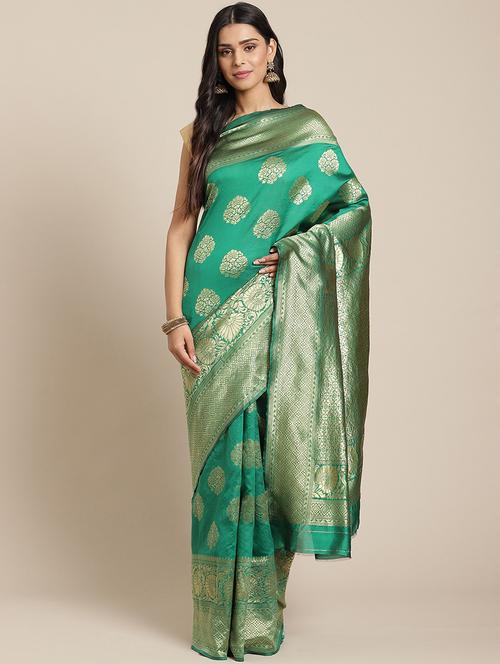 floral banarasi saree with blouse - 17338893 - Standard Image - 1
