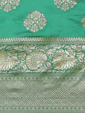 floral banarasi saree with blouse - 17338893 - Standard Image - 5