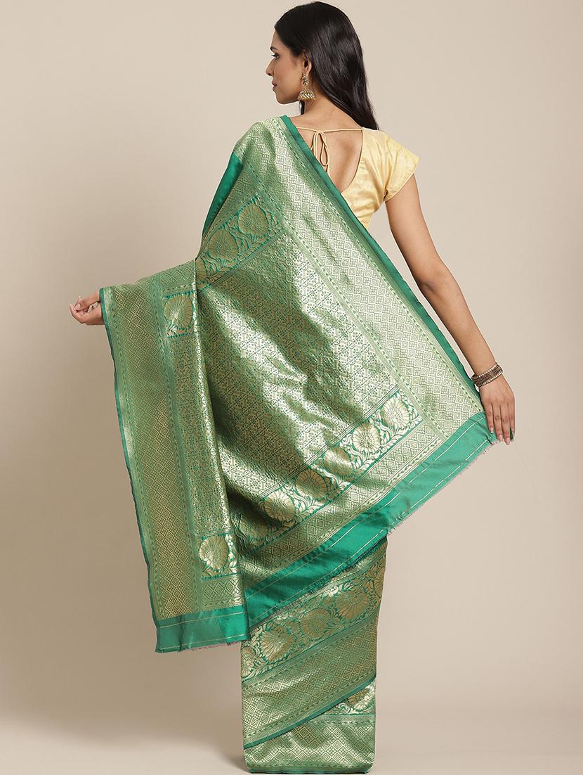 floral banarasi saree with blouse - 17338893 - Zoom Image - 2