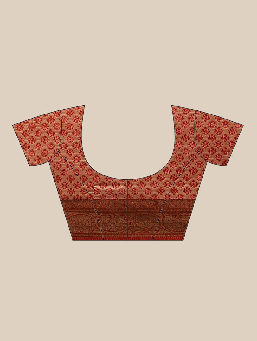 ethnic motifs banarasi saree with blouse - 17338895 - Zoom Image - 3
