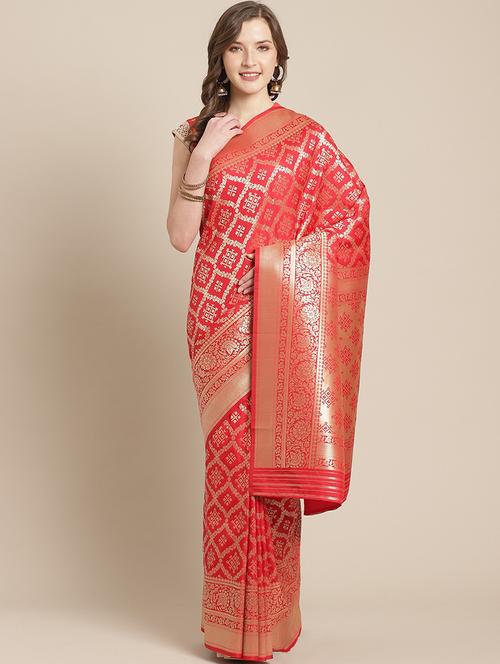 geometrical banarasi saree with blouse - 17338903 - Standard Image - 1