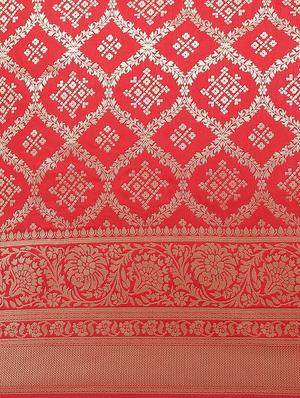 geometrical banarasi saree with blouse - 17338903 - Standard Image - 5