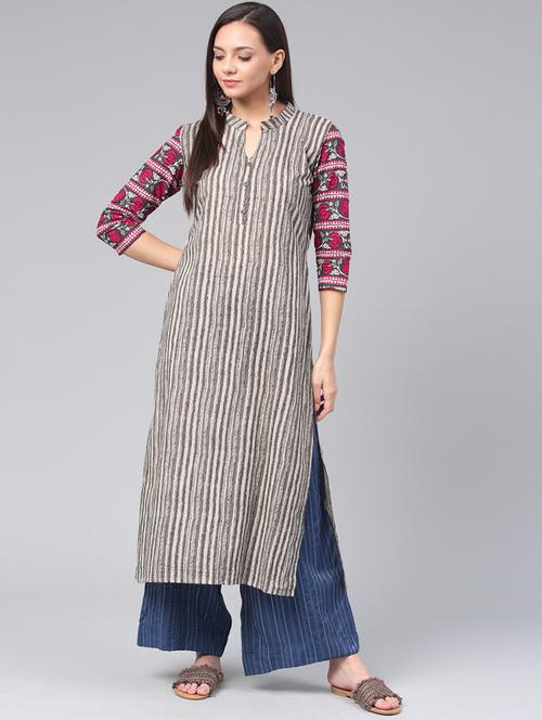 striped straight kurta - 17338915 - Standard Image - 1