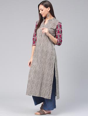striped straight kurta - 17338915 - Standard Image - 2