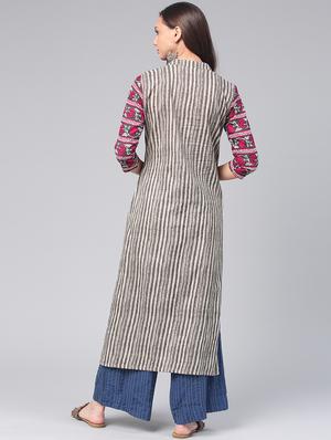 striped straight kurta - 17338915 - Standard Image - 3