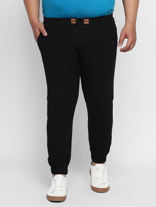 plus size black plain denim joggers - 17338947 - Standard Image - 1