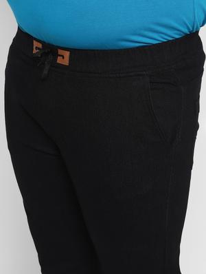 plus size black plain denim joggers - 17338947 - Standard Image - 5
