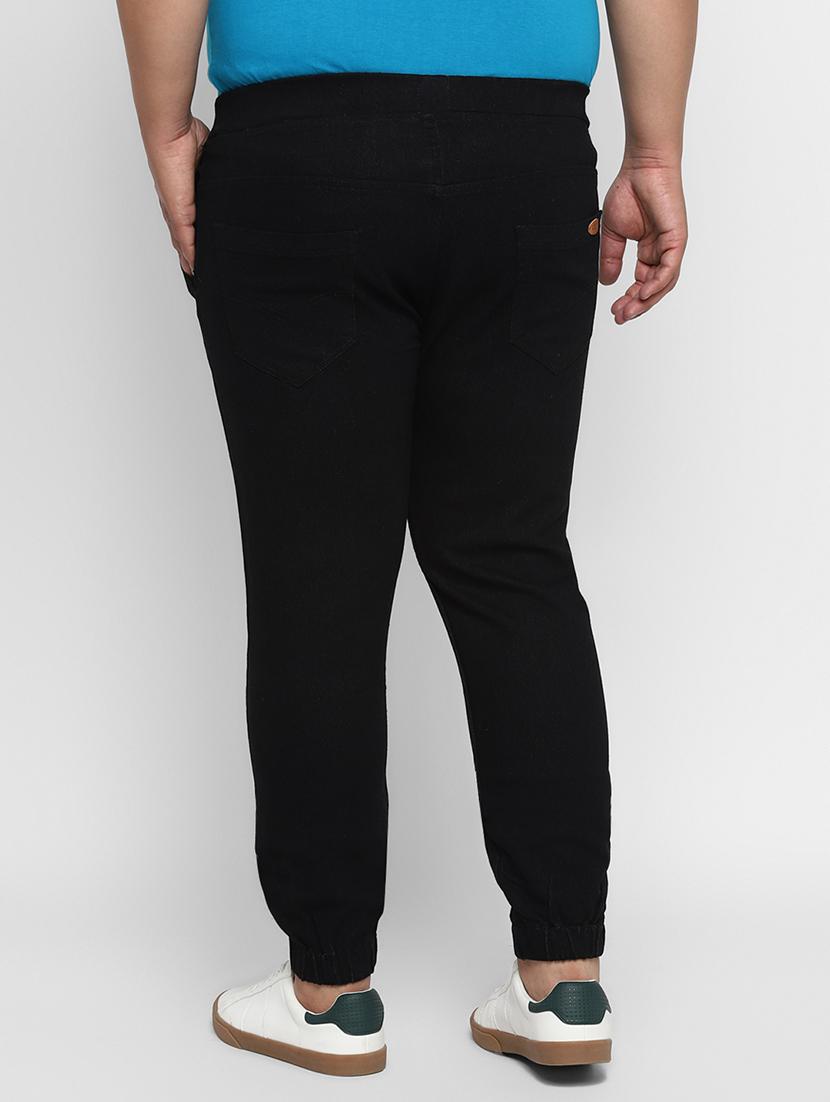 plus size black plain denim joggers - 17338947 - Zoom Image - 3