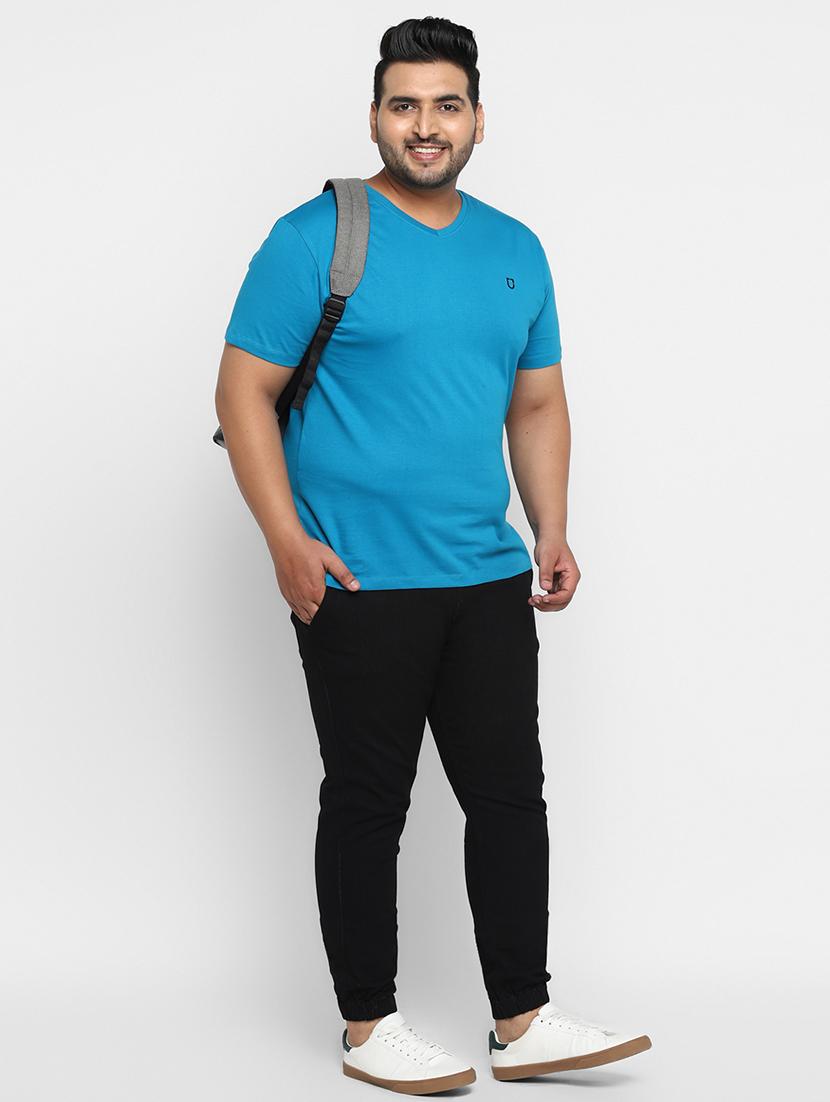 plus size black plain denim joggers - 17338947 - Zoom Image - 4