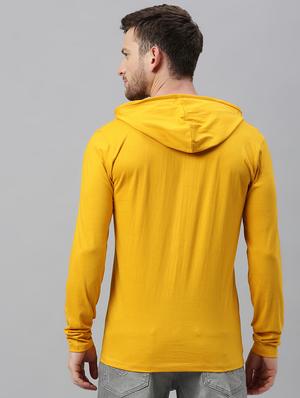 mustard solid hooded t-shirt - 17338965 - Standard Image - 3