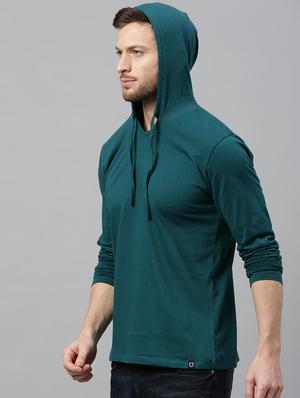 green solid hooded t-shirt - 17338966 - Standard Image - 2