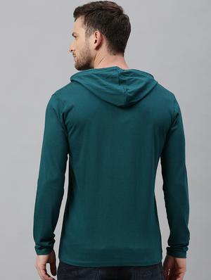 green solid hooded t-shirt - 17338966 - Standard Image - 3