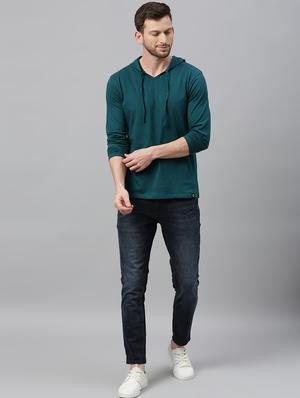 green solid hooded t-shirt - 17338966 - Standard Image - 4