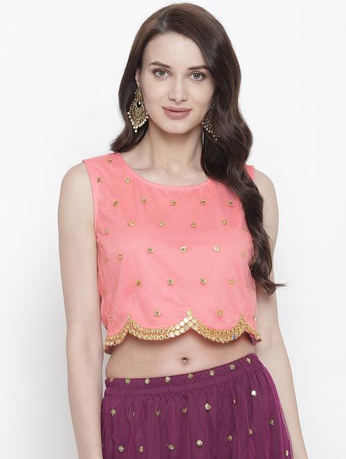 mirror work net blouse - 17338984 - Standard Image - 1
