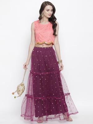 mirror work net blouse - 17338984 - Standard Image - 4