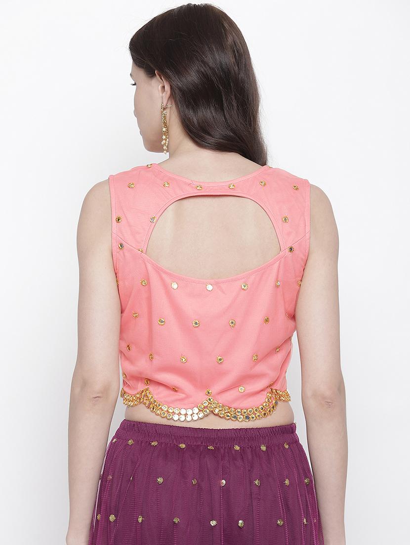 mirror work net blouse - 17338984 - Zoom Image - 3