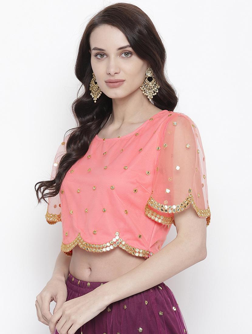 mirror work net blouse - 17338986 - Zoom Image - 2