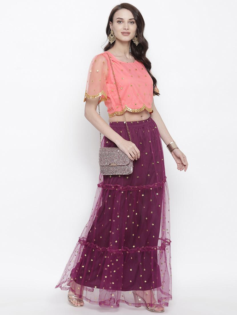 mirror work net blouse - 17338986 - Zoom Image - 4