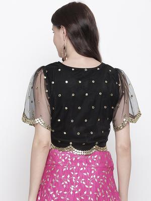 mirror work net blouse - 17338988 - Standard Image - 3