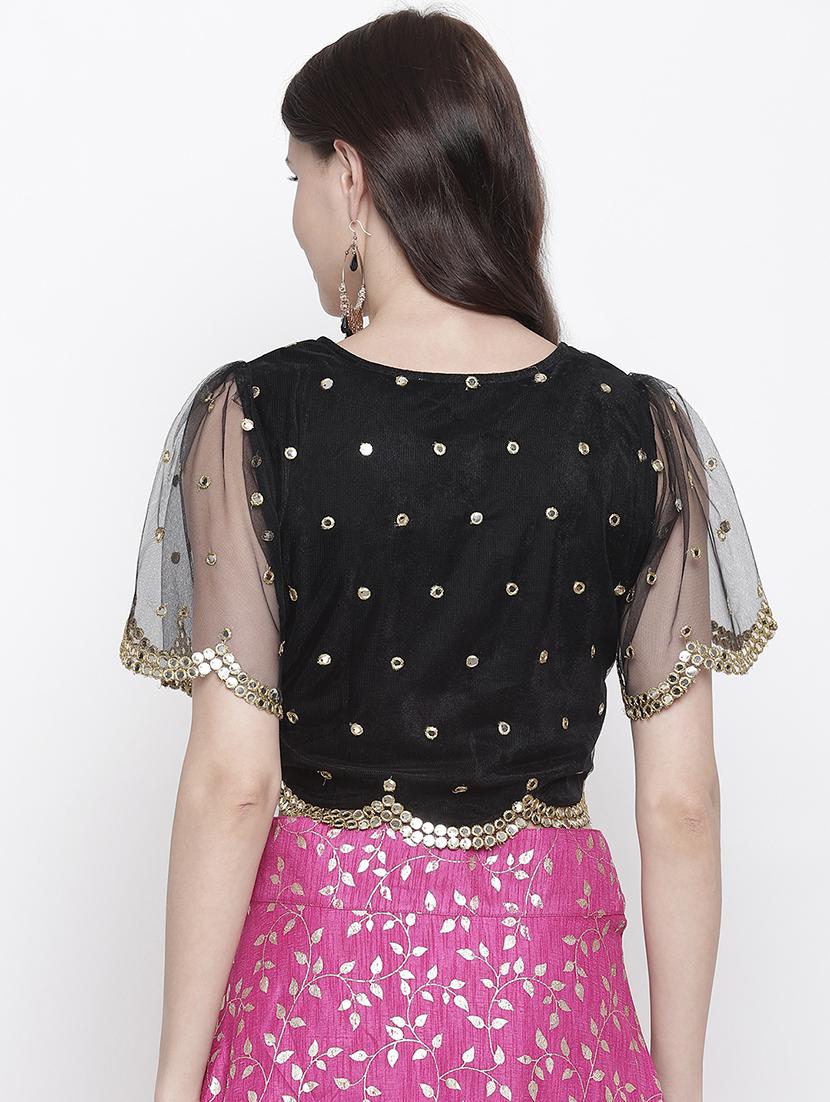mirror work net blouse - 17338988 - Zoom Image - 3