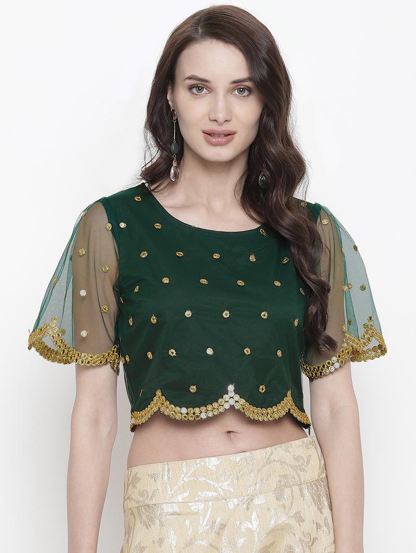 mirror work net blouse - 17338989 - Zoom Image - 1