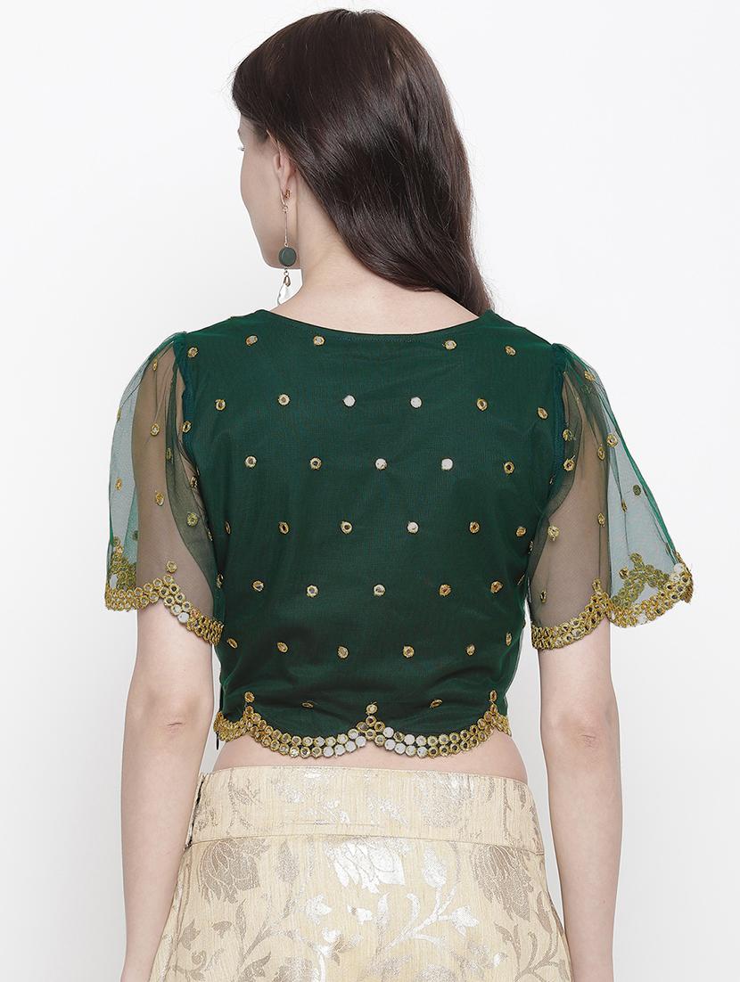 mirror work net blouse - 17338989 - Zoom Image - 3