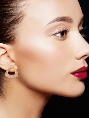 metallic brass studs earring - 17339097 - Standard Image - 3