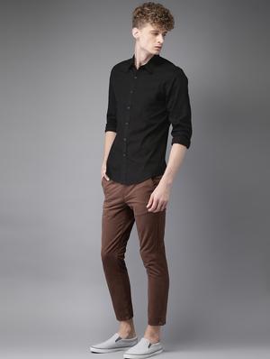 black solid casual shirt - 17339804 - Standard Image - 3