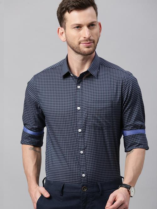 blue checkered casual shirt - 17339860 - Very Small Image - 1