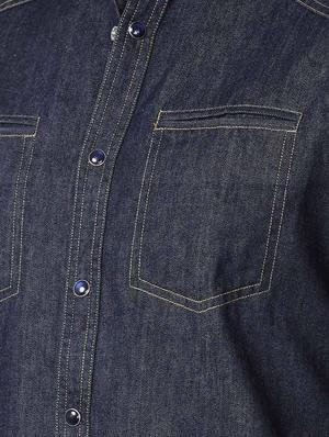 black solid denim casual shirt - 17339951 - Standard Image - 5