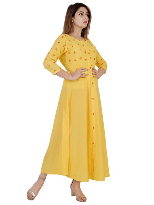 yoke embroidered flared kurta - 17340022 - Standard Image - 1