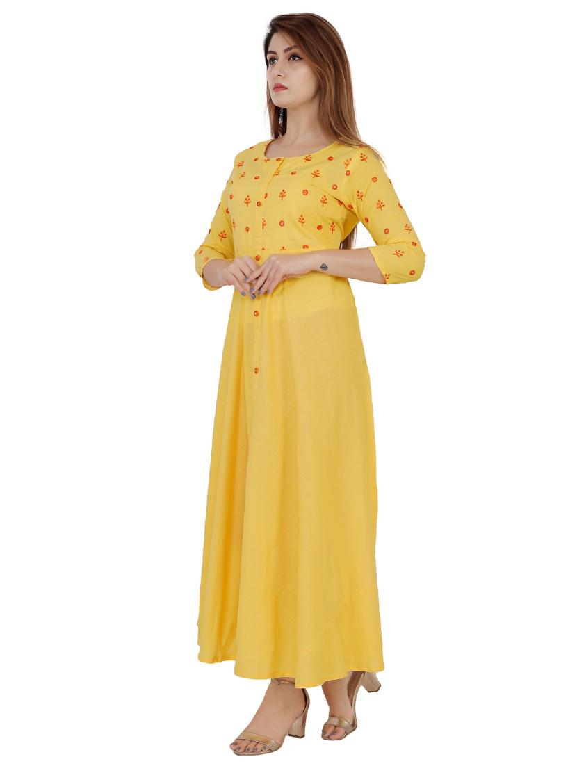yoke embroidered flared kurta - 17340022 - Zoom Image - 2