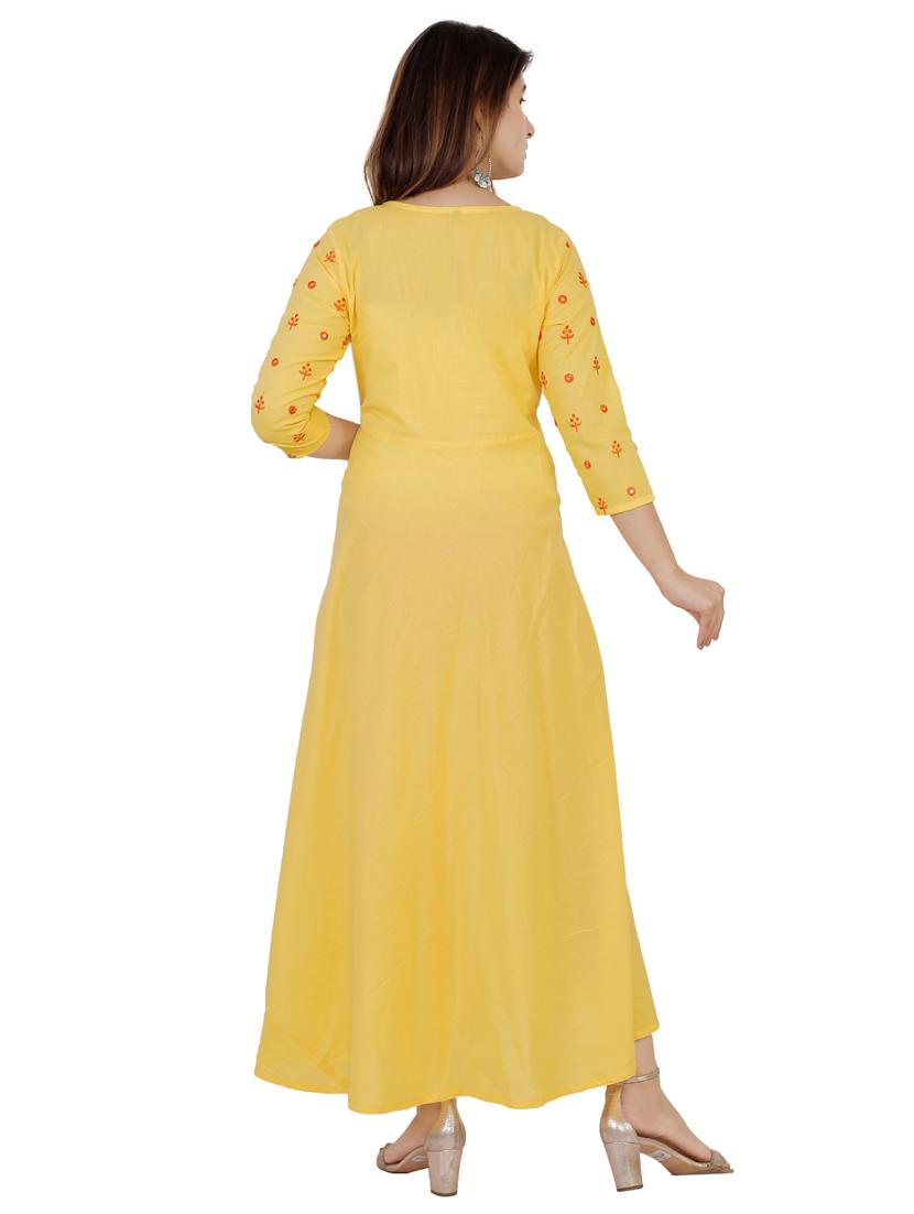 yoke embroidered flared kurta - 17340022 - Zoom Image - 3