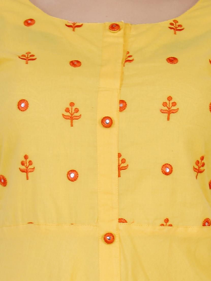 yoke embroidered flared kurta - 17340022 - Zoom Image - 4
