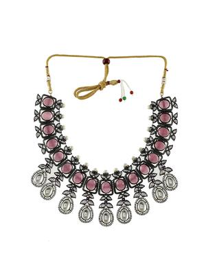 pink silver brass bridal necklace - 17340125 - Standard Image - 2