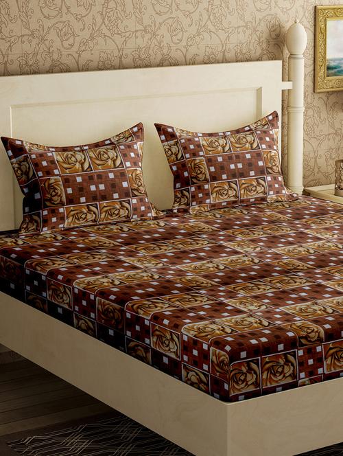 cotton double bedsheet with 2 pillow covers - 17340436 - Very Small Image - 1