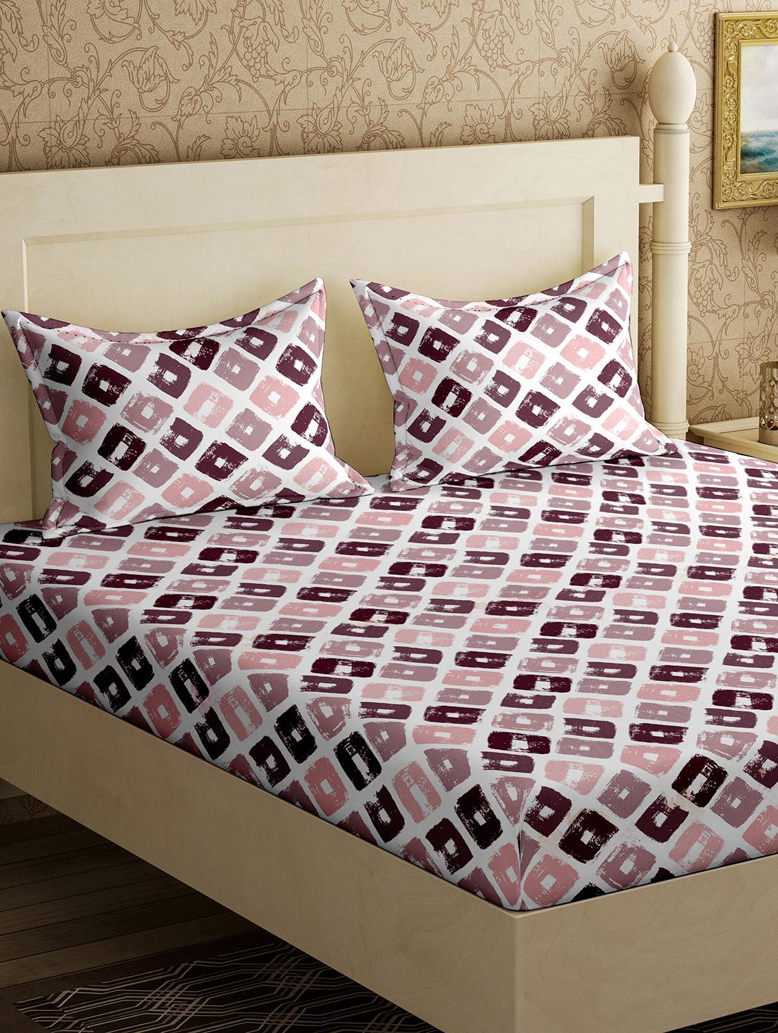 cotton double bedsheet with 2 pillow covers - 17340462 - Zoom Image - 1