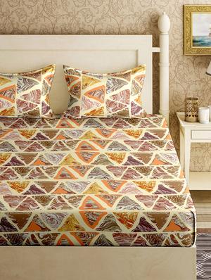 cotton double bedsheet with 2 pillow covers - 17340473 - Standard Image - 3