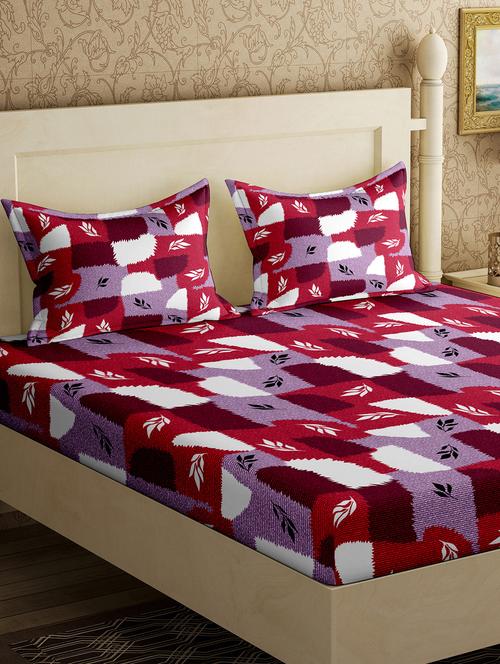 cotton double bedsheet with 2 pillow covers - 17340476 - Standard Image - 1