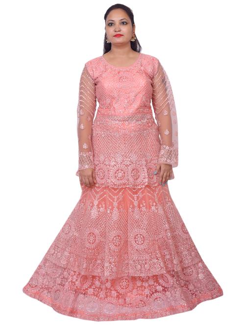 embroidered flared lehenga - 17341213 - Standard Image - 1