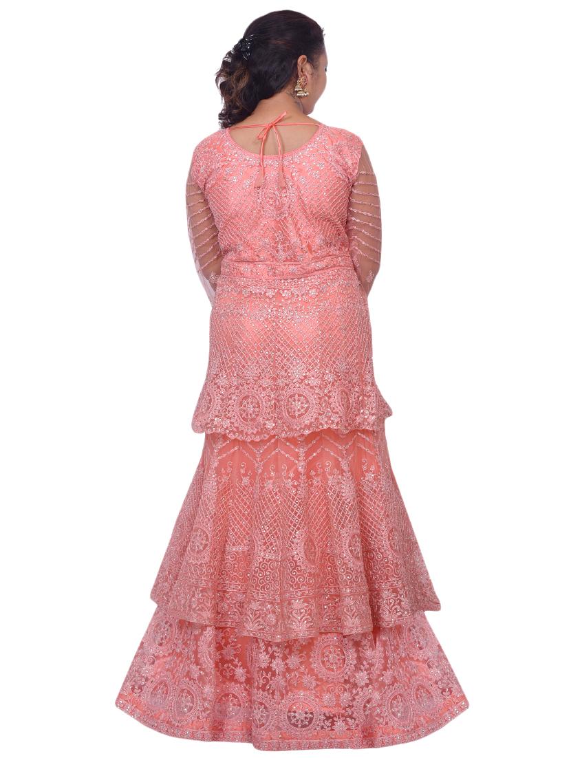 embroidered flared lehenga - 17341213 - Zoom Image - 3