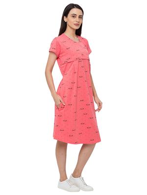 round neck printed maternity wear dress - 17341268 - Standard Image - 2