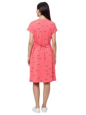 round neck printed maternity wear dress - 17341268 - Standard Image - 3