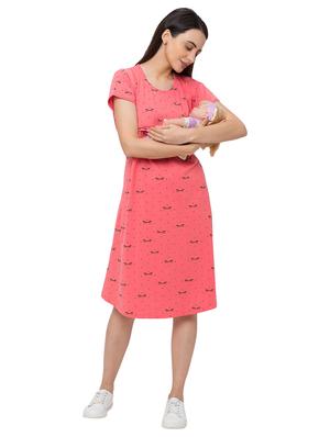 round neck printed maternity wear dress - 17341268 - Standard Image - 4