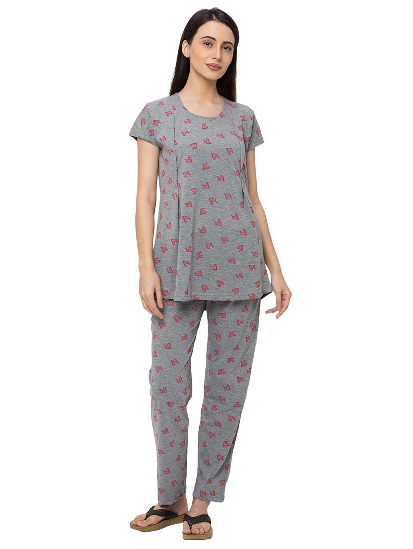 polka dot tee with pyjama set maternity wear - 17341278 - Zoom Image - 1