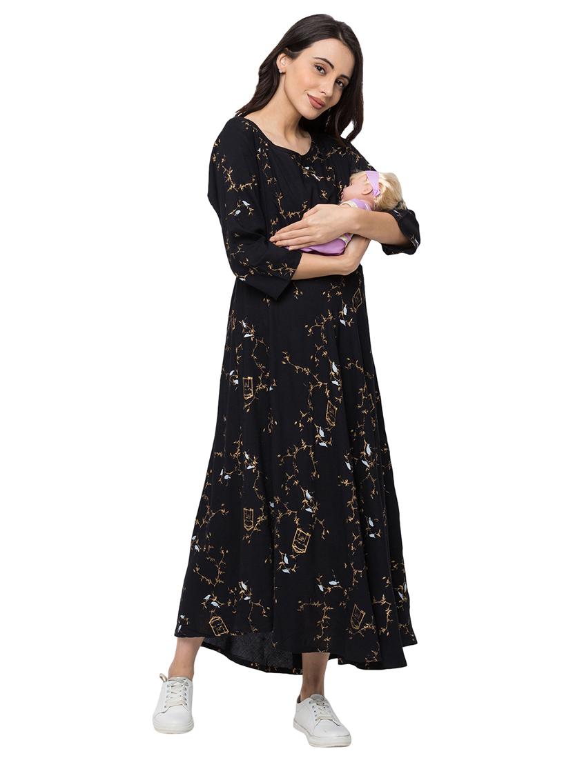 tie back printed maternity wear dress - 17341306 - Zoom Image - 4